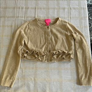 Lily Pulitzer Gold Ruffle Cardigan